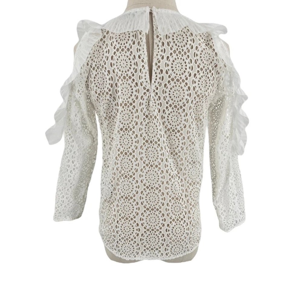 New! Sandro Bonnie Cold Shoulder White Lace Top Women’s SIZE 1 - Picture 3 of 11